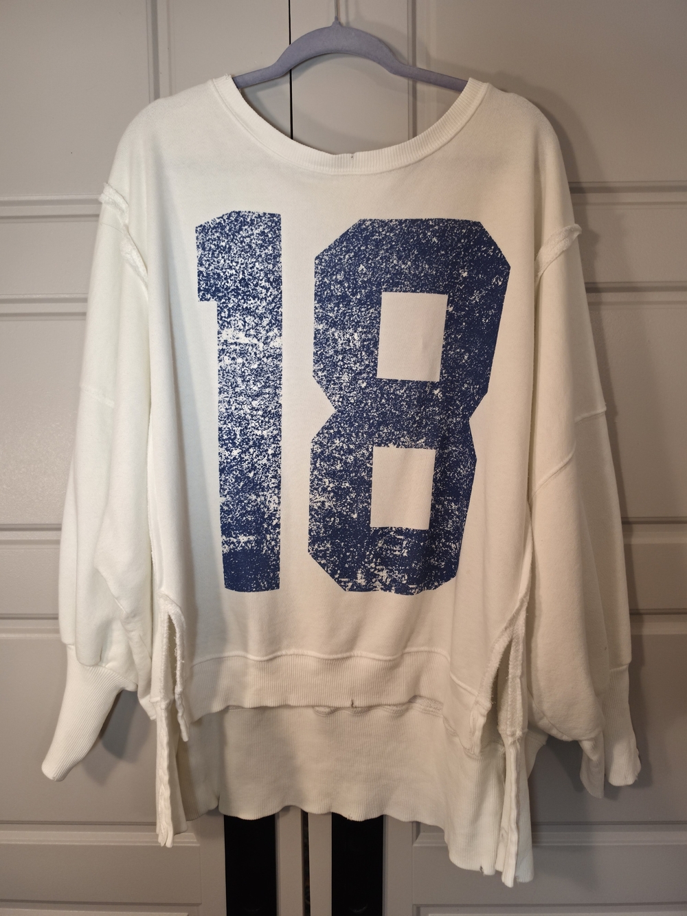 We The Free Camden Graphic Sweatshirt 18 in White & Blue Size Medium Free People